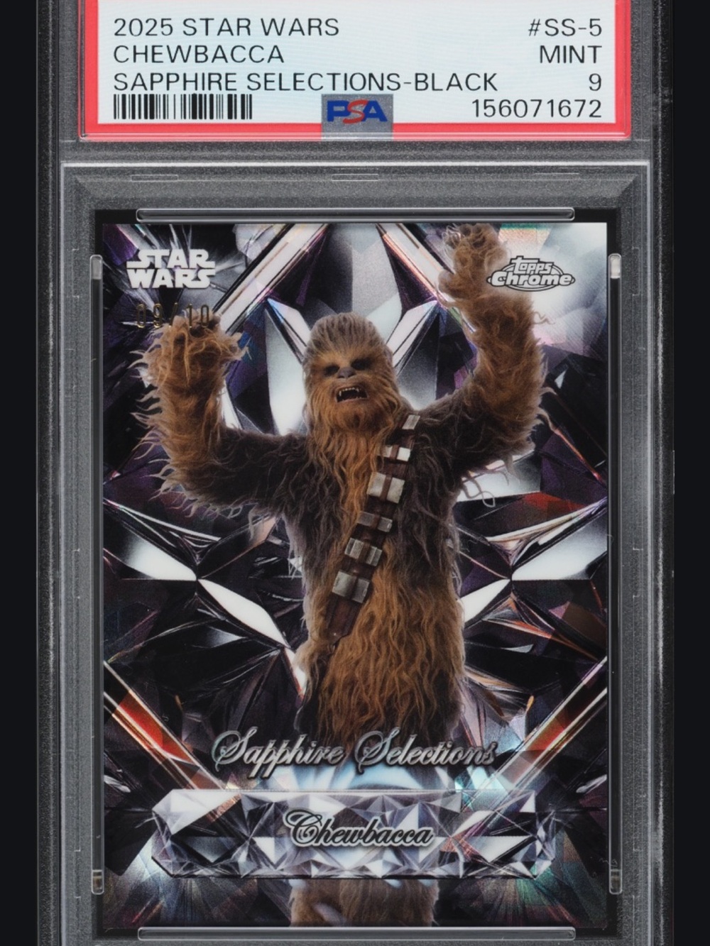 Topps Chrome Star Wars Chewbacca Card with Black and Brown Accents